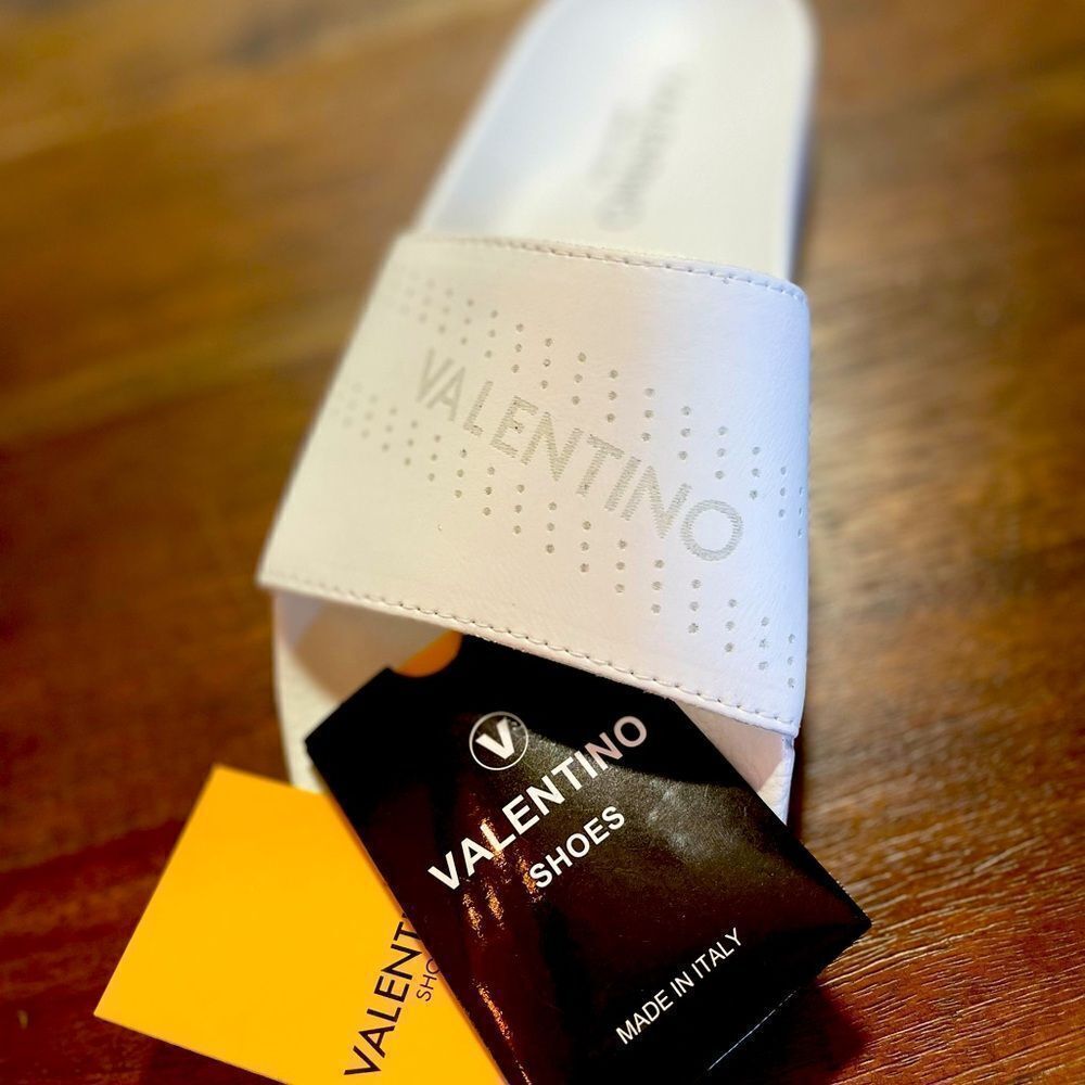 New Valentino White Slides
